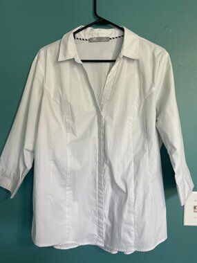 Riders by Lee Indigo Women's Bella Quarter Sleeve Woven Shirt, Artic White, X-L